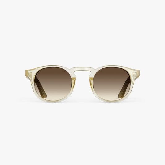 Crystal Champagne / Brown Gradient Lens | Front view of Atrium Sunglasses in Crystal Champagne with Brown Gradient Lens