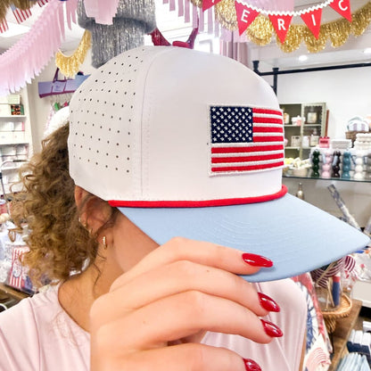 Happy By Rachel, LLC Baby Blue American Flag Cap