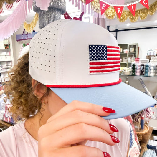 Happy By Rachel, LLC Baby Blue American Flag Cap