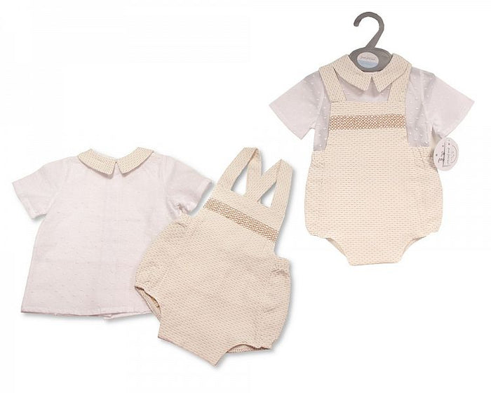 Baby Boys 2 Pieces Dungaree Set with Smocking (12-24 Months) (PK6) Bis-2120-6063a