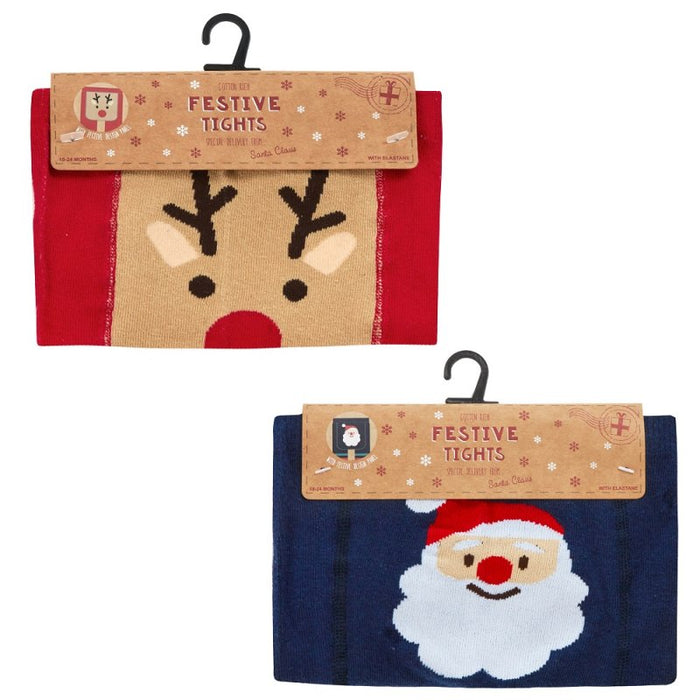 BABY CHRISTMAS PATCH PANEL DESIGN TIGHTS (0-24 MONTHS) (PK12) 45B160