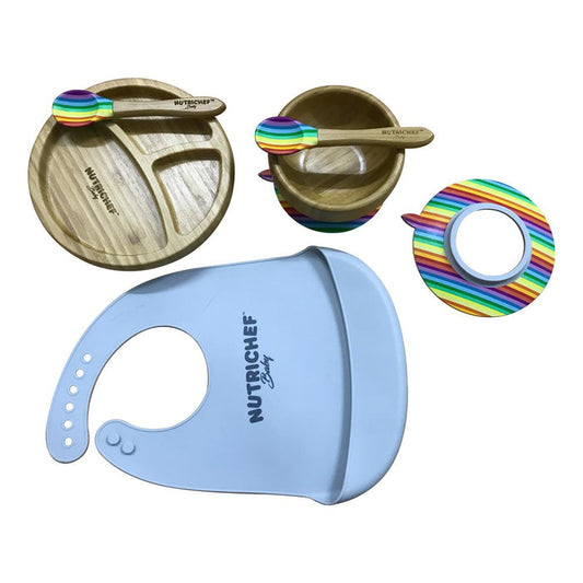 Baby Feeding Set, Non-Slip Design, Bamboo & Silicone, Easy to Clean