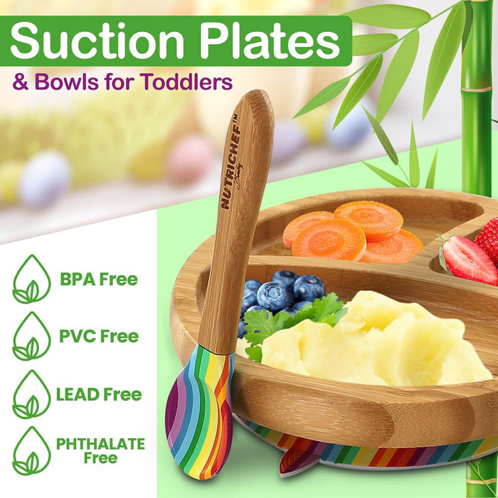 Baby Feeding Set, Non-Slip Design, Bamboo & Silicone, Easy to Clean