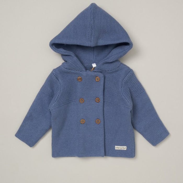 Baby Organic Double Knit Cardigan - Dusky Blue (0-12m) (PK6) C05714
