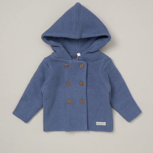 Baby Organic Double Knit Cardigan - Dusky Blue (0-12m) (PK6) C05714