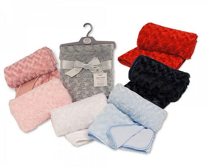 Baby Rosebud Wrap with Fleece Back and Satin Trim - Red- Bw 112-1032R