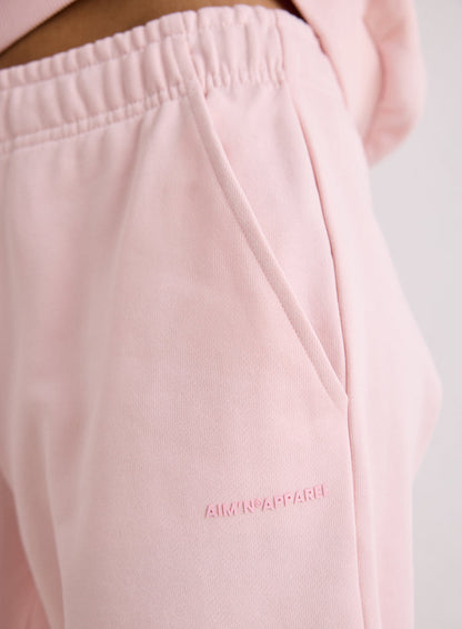 Close-up of the pocket and logo on the pink Chunky Terry Sweatpants [S-170cm]