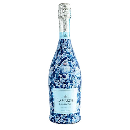 Beau Bottles Beau Bottles Blue and White Santa - Prosecco Collection