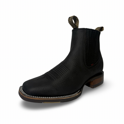 Becerro-Black Genuine Leather Booties – Non-Slip Rubber Sole