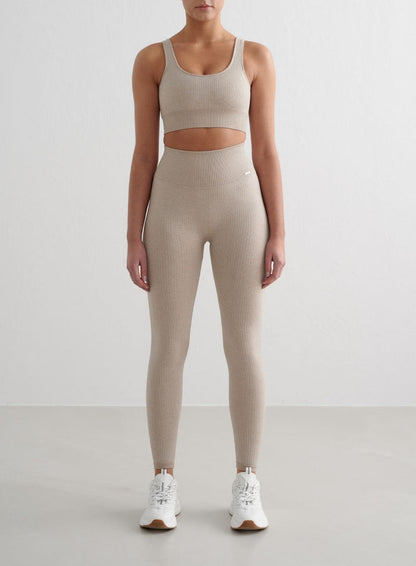 Beige Ribbed Seamless Bra