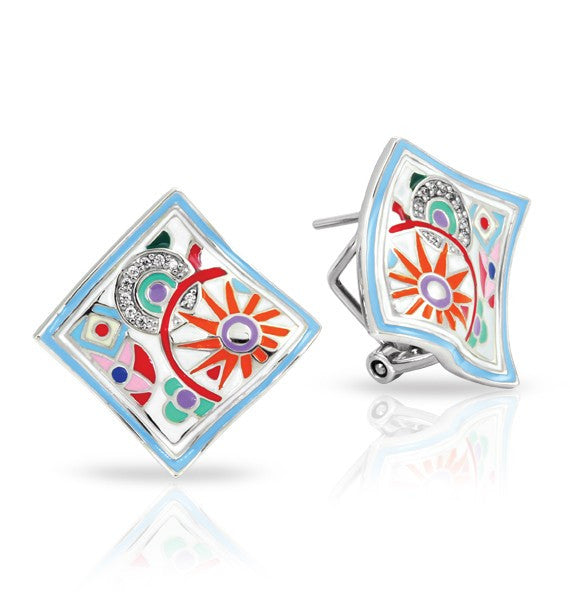 Belle e'toile Sterling Silver Pashmina White Earrings
