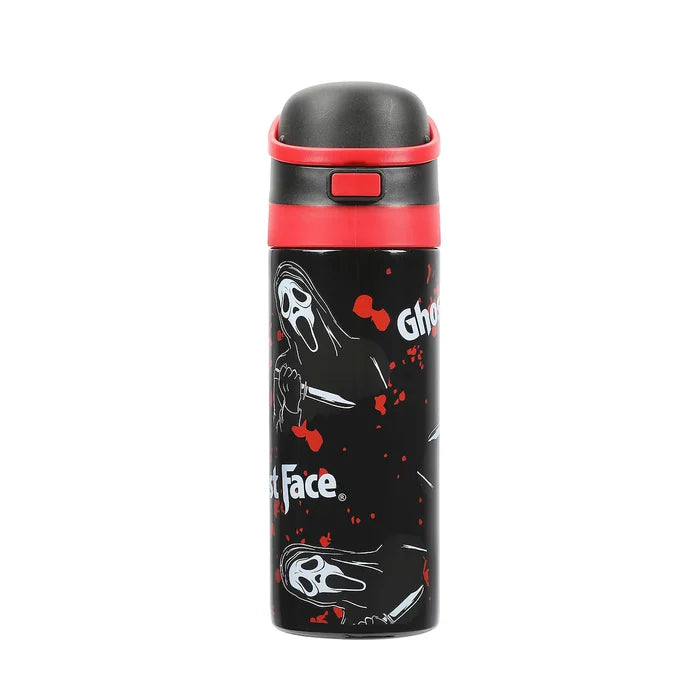 Bioworld Ghostface Mask & Blood Splatter All-Over Print Black 24 Oz Stainless Steel Water Bottle