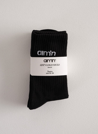 Black Aim'n Logo Socks 3-Pack