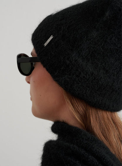 Black Alpaca Knit Beanie