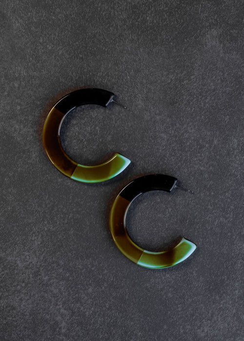 Black Brown Blue Acrylic Hoop Earrings