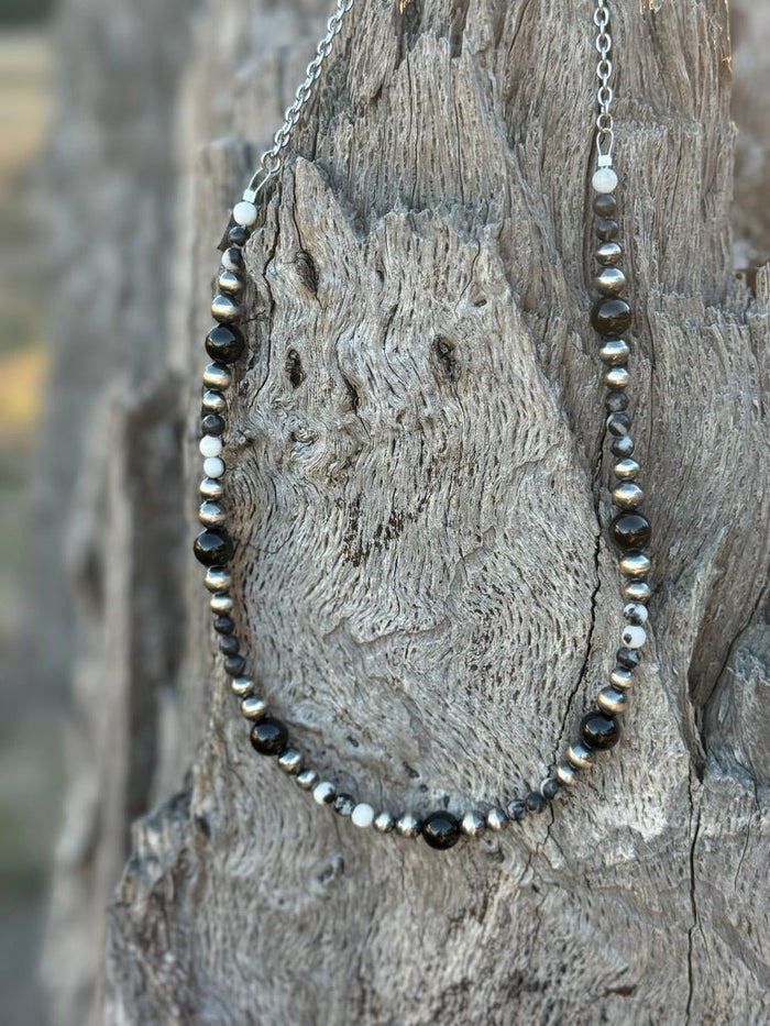 Black Onyx Eclipse Beaded Necklace