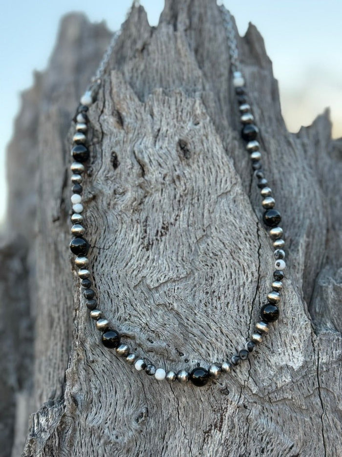 Black Onyx Eclipse Beaded Necklace