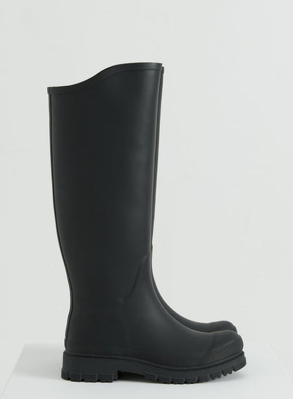 Side view of Black Rain Boots from aim'n