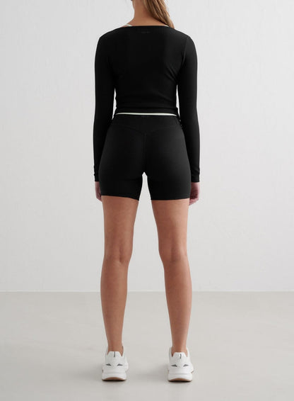 Black Ribbed Performance Zipped Cardigan