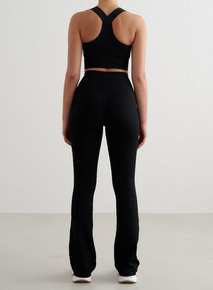 Black High Support Ribbed Bra