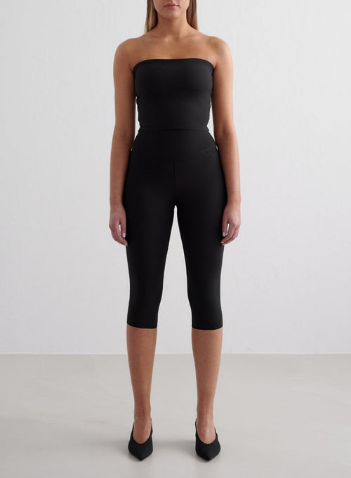 Black Sense Capri Tights & Tube Bralette Set