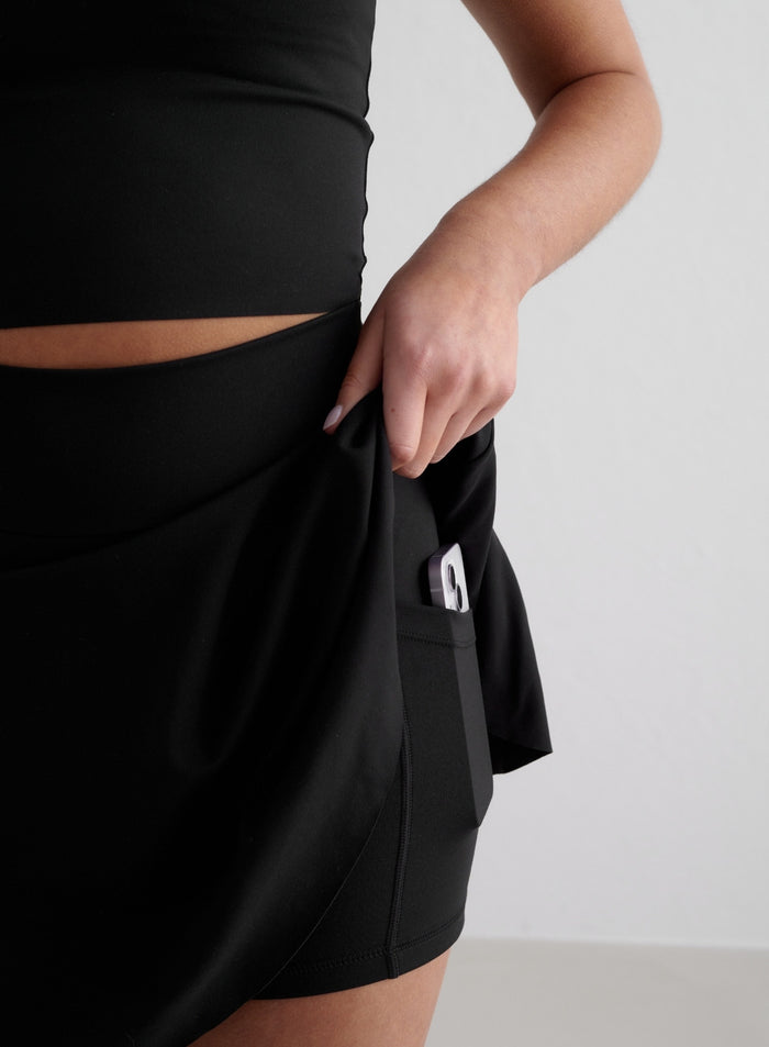 Black Sense Skort & Halter Bralette Set