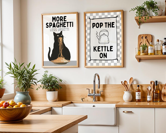 Kitchen Wall Art Set of 12, Black White Kitchen Prints, Italian Food Poster Bundle, Pasta & Wine Gallery Wall, Modern Kitchen Decor Set