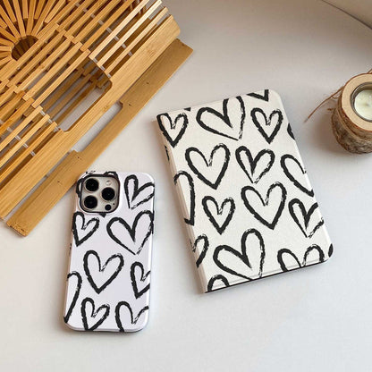 Black&White Hearts iPad Case