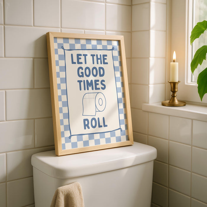 Blue Bathroom Wall Art Set of 6, Funny Coastal Bathroom Decor, Farmhouse Toilet Prints, Cute Guest Bathroom Poster Bundle, Trendy Prints