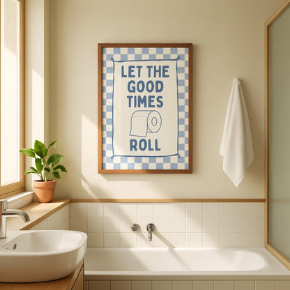 Blue Bathroom Wall Art Set of 3, Funny Goose Bathroom Prints, Coastal Bathroom Decor, Quirky Bathroom Posters, Eclectic Bathroom Art