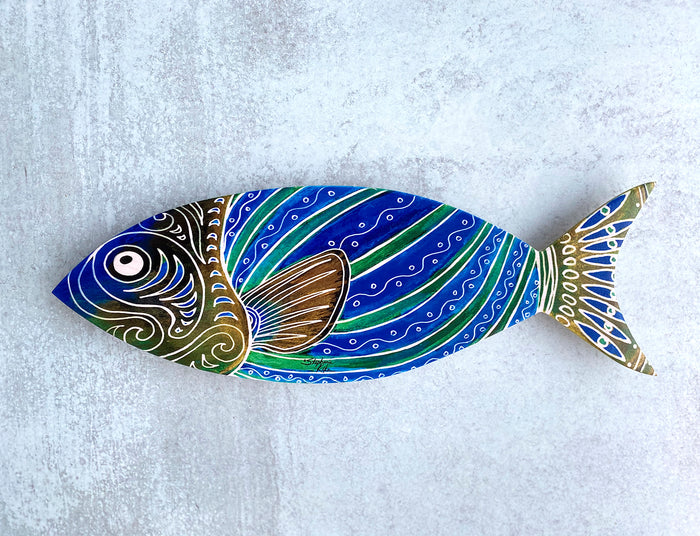 Blue Fish Wood Wall Art