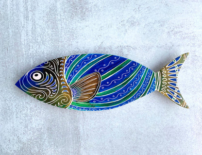 Blue Fish Wood Wall Art