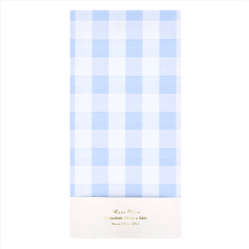 Meri Meri Blue Gingham Paper Tablecloth