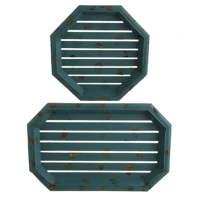 Blue Wood Tray