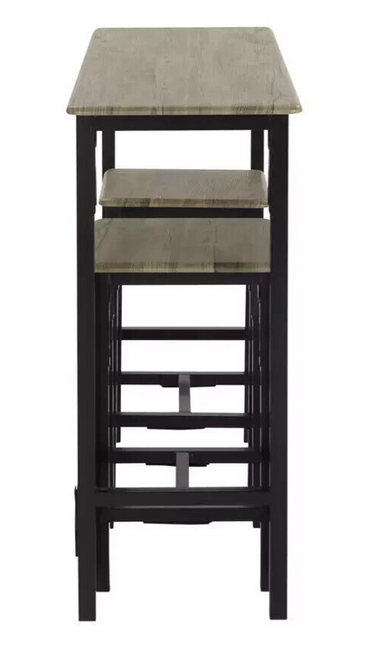 Bolitzo Bar Set & 2 Stools - Oak & Black