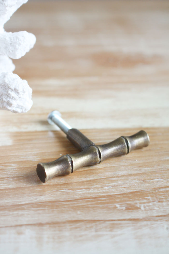 Brass Bamboo Cabinet Pull / Knob - Small