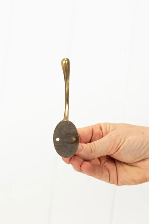 Brass Coat Hook Classic #074 - Brushed