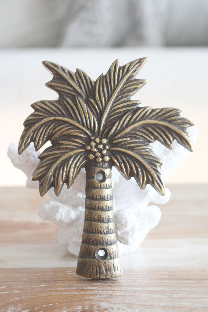 Brass Coconut Palm Tree Plaque