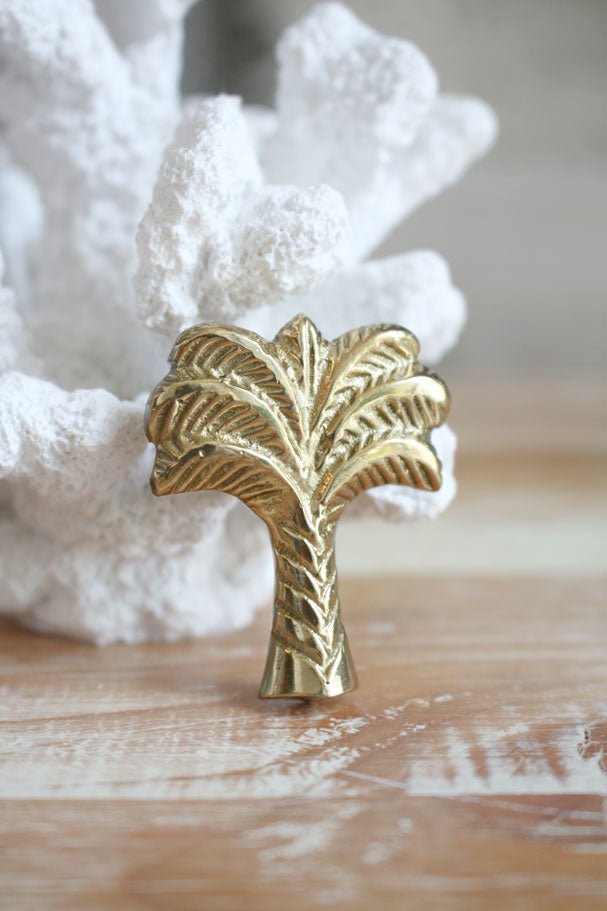 Brass Palm Tree Handle/Drawer Knob - Polished