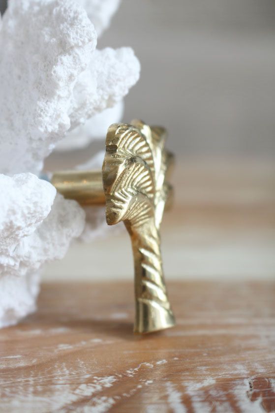Brass Palm Tree Handle/Drawer Knob - Polished