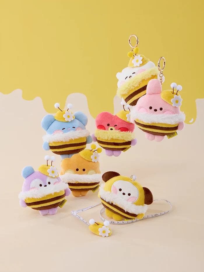BT21 - MININI HONEYBEE PLUSH TAPE MEASURE KEYRING - COKODIVE