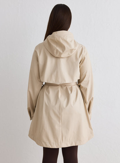 Back view of the cafe-au-lait Rain Jacket from aim'n [M-174cm]