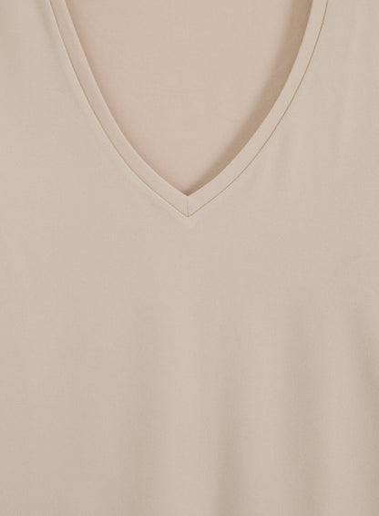 Café Au Lait Soft Basic V-neck Short Sleeve