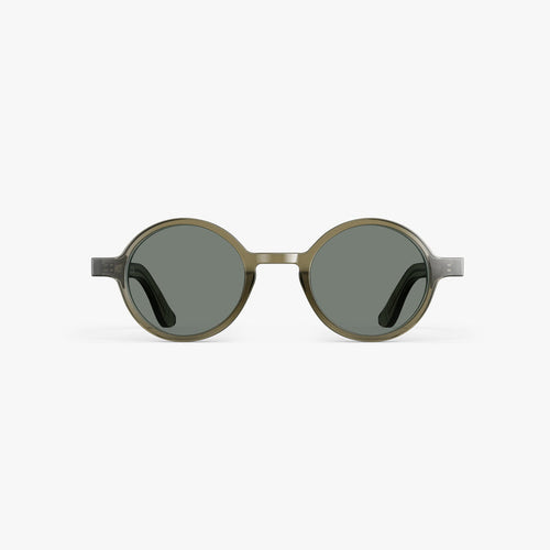 Crystal Sencha / Grey Green Lens | Front view of Cairn Sunglasses in Crystal Sencha with Grey Green Lens