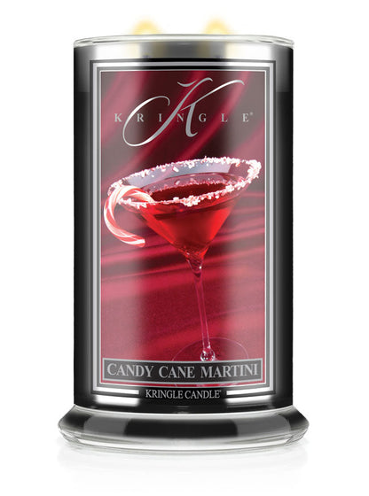 Kringle Candle with a design of a red martini glass on a white background