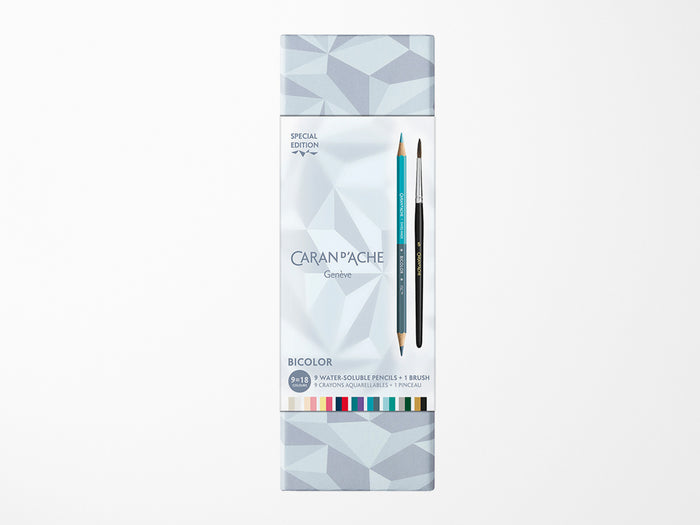 Caran D'Ache 9 Pencil Set + 1 Brush ALPINE FROST – Special Edition