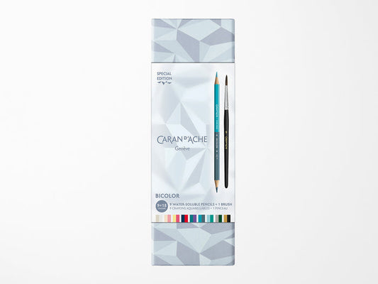 Caran D'Ache 9 Pencil Set + 1 Brush ALPINE FROST – Special Edition