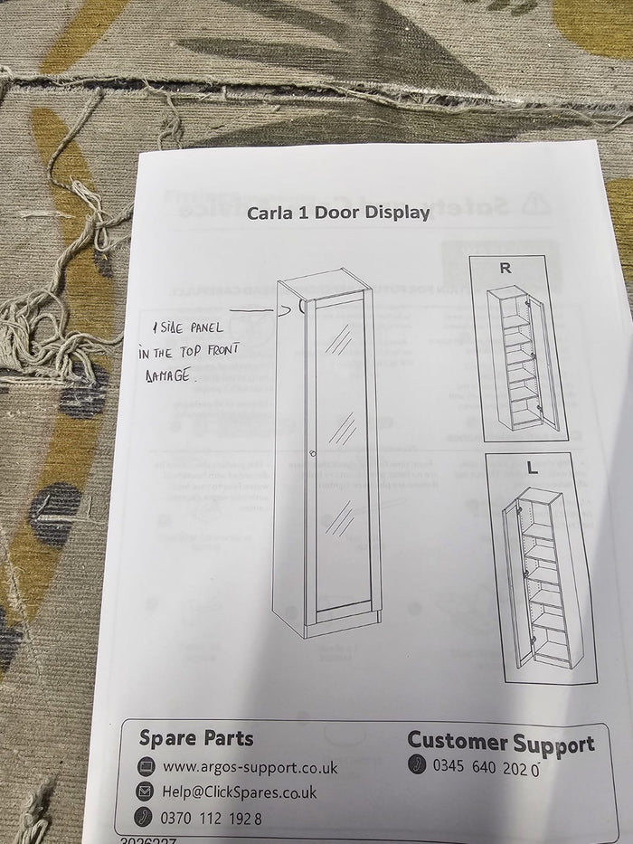Carla 1 Door Display Cabinet - Oak (B Grade)
