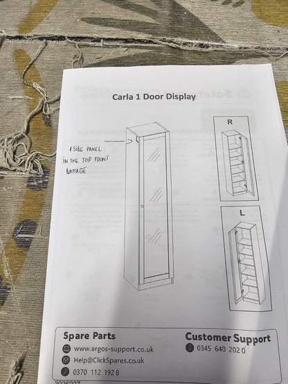 Carla 1 Door Display Cabinet - Oak (B Grade)