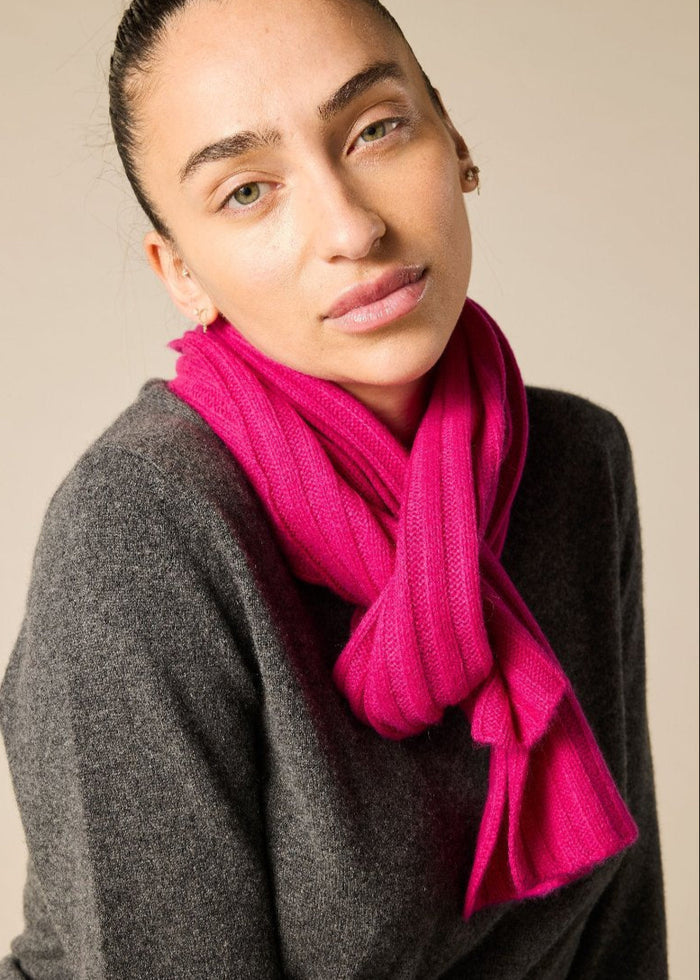 Sonya Hopkins pure cashmere rib scarf in magenta